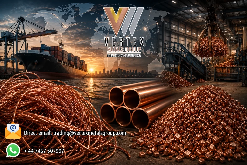 Contact Vertex Metals Group for copper scrap sourcing, global metal trading enquiries, supplier partnerships, and international copper supply solutions.
